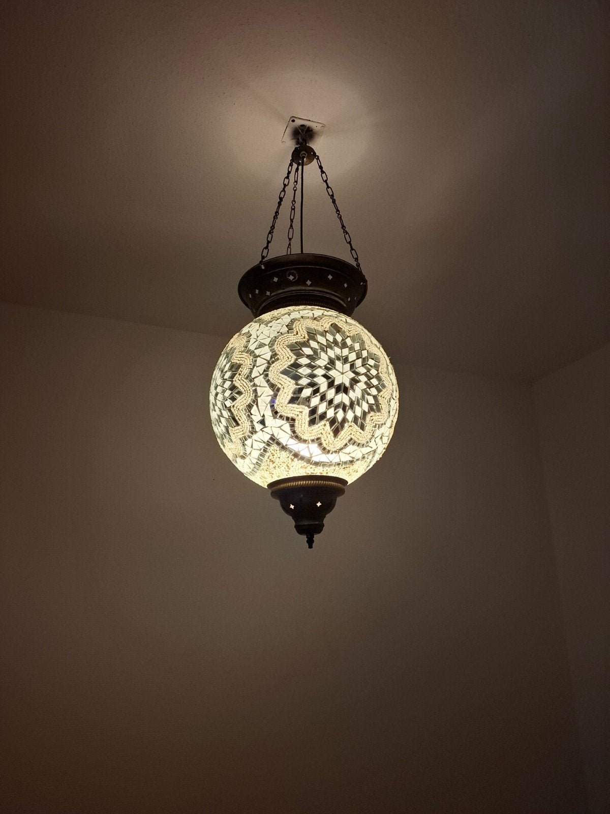 Grote Turkse Mozaïek Lamp - Handgemaakt Glas, Ophalen of Verzenden, Gebruikt, Glas