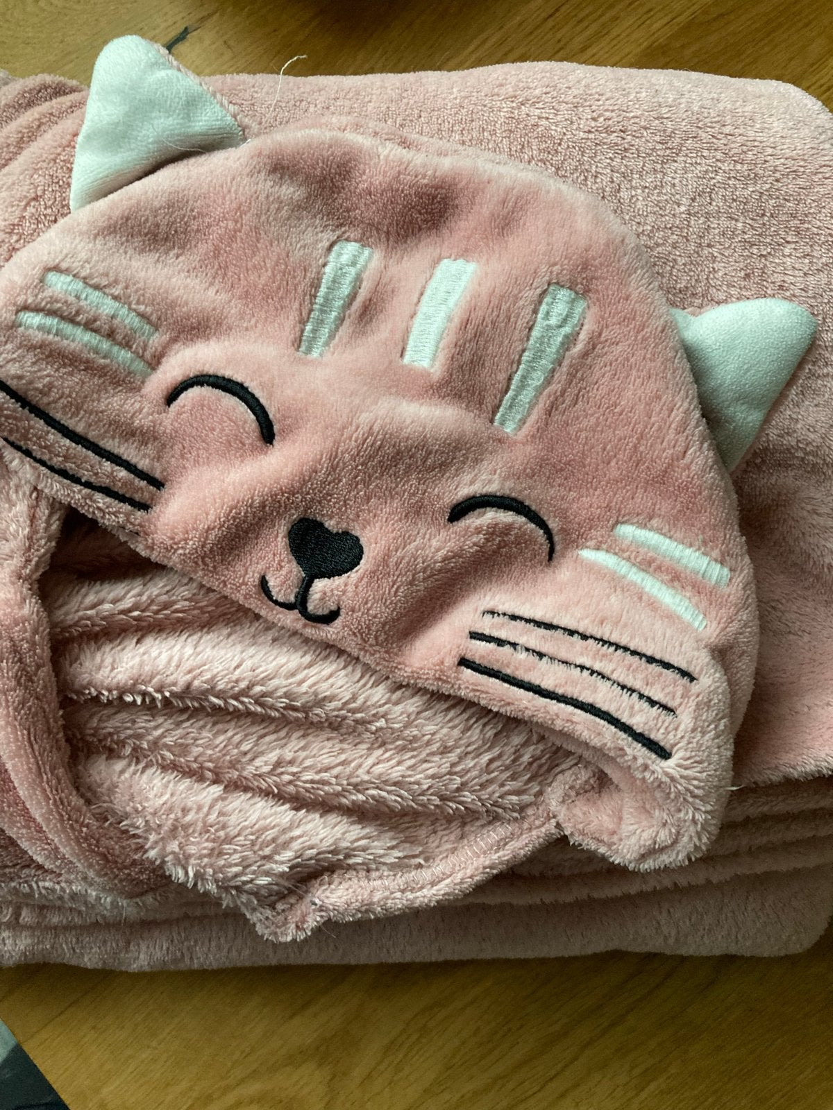 Roze katten deken met capuchon - fleece, Ophalen of Verzenden, Zo goed als nieuw