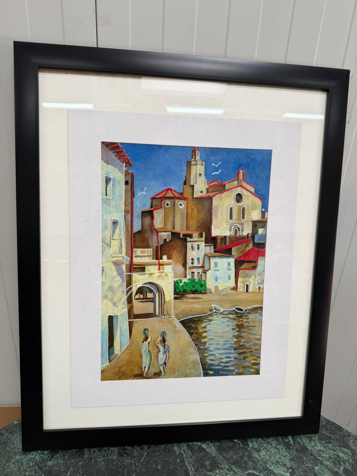 Ingelijste kunstprint mediterraan stadsgezicht –56 x 45,5 cm, Ophalen