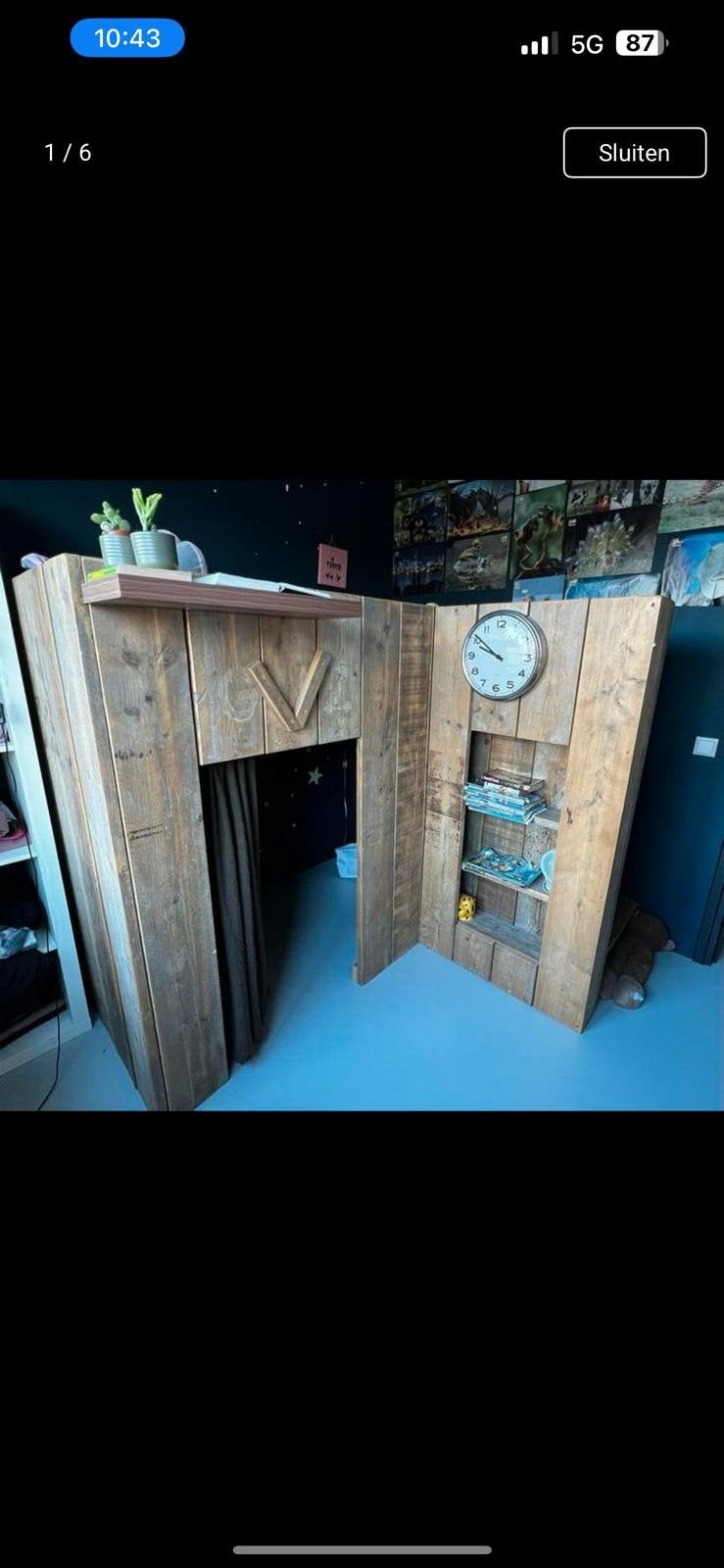 Steiger houten hoogslaper voor kinderen, Ophalen, 85 tot 100 cm, Gebruikt, Hoogslaper of Stapelbed