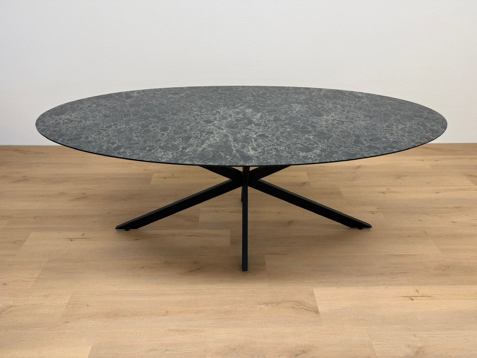 Ovale eettafel 200x100 - Marmer HPL - Direct Leverbaar, Huis en Inrichting, 100 tot 150 cm, 200 cm of meer, Ophalen of Verzenden
