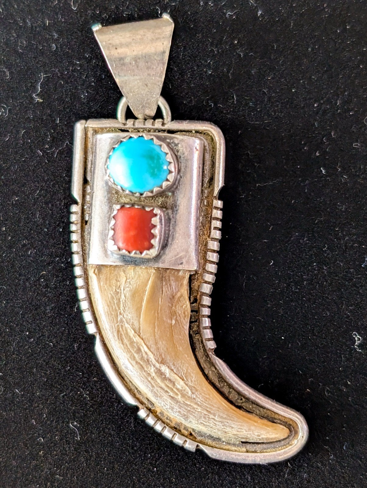 Authentieke Vintage Navajo Berenklauwhanger, Ophalen of Verzenden, Zilver, Zilver, Met edelsteen
