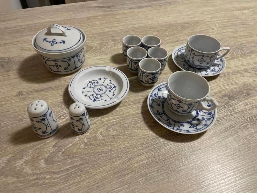 Jäger porselein servies met blauw decor, Ophalen of Verzenden