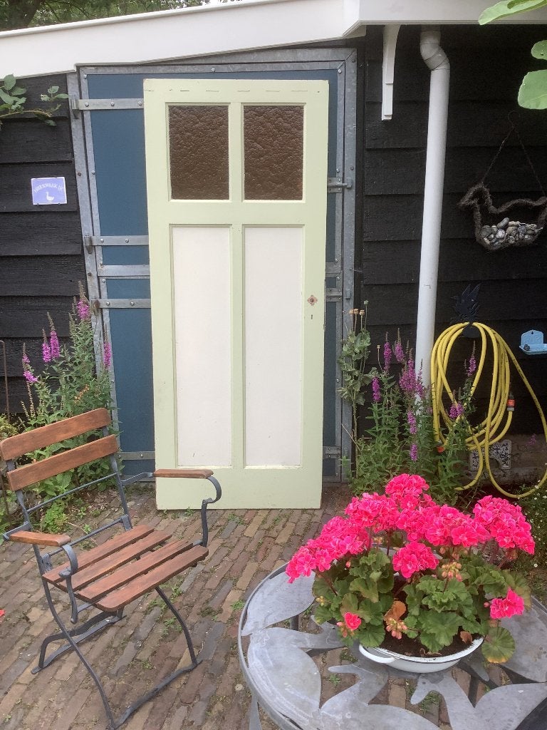 Oude deur met glas 201 * 82.5, Ophalen, Gebruikt, 80 tot 100 cm, Binnendeur