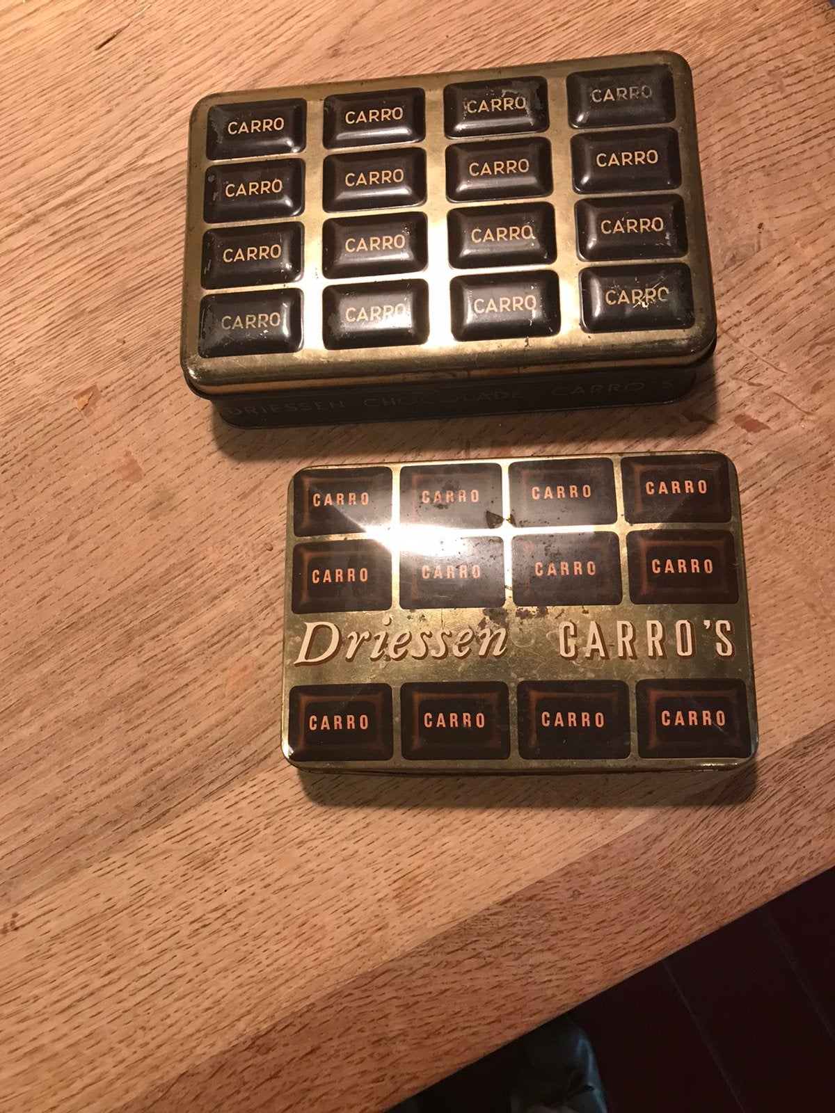 2 oude blikjes van Driessen Rotterdam, Ophalen, Gebruikt, Overige