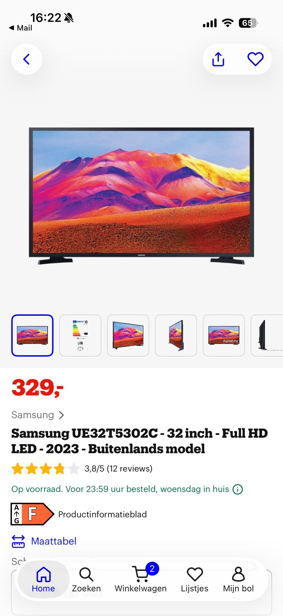 Samsung UE32T5302C - 32 inch Full HD LED Smart TV, Ophalen, LED, 50 Hz, 80 tot 100 cm