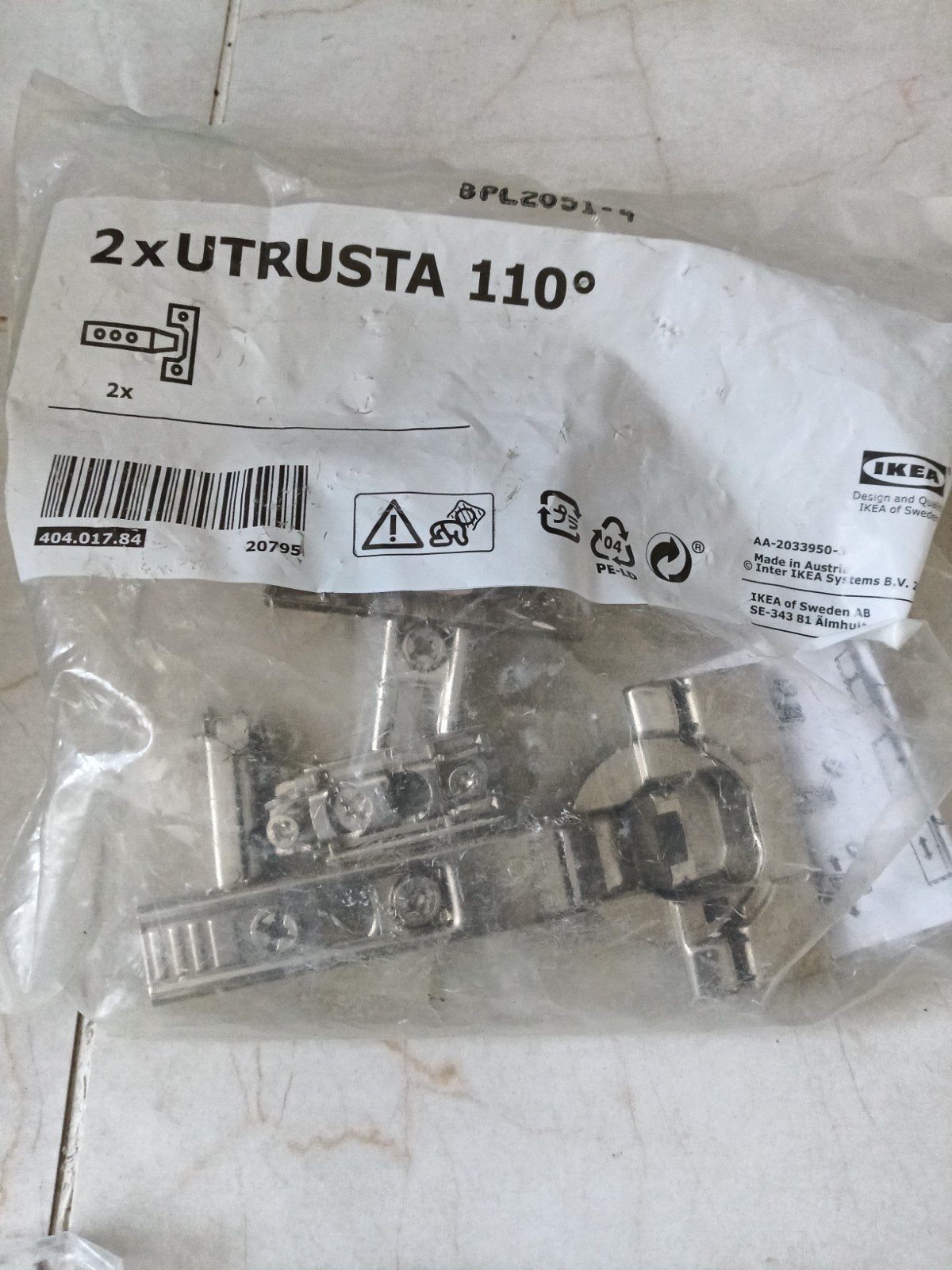 Nieuwe IKEA UTRUSTA 110 scharnieren (2 stuks), Doe-het-zelf en Verbouw, Ophalen of Verzenden, Nieuw, Overige materialen, Scharnier