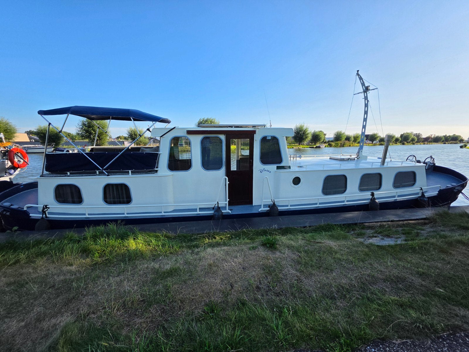 klasieke tjalk motorboot Daf 13 m x 3 m platbodem, Watersport en Boten, Gebruikt, Binnenboordmotor, Diesel, 13 m