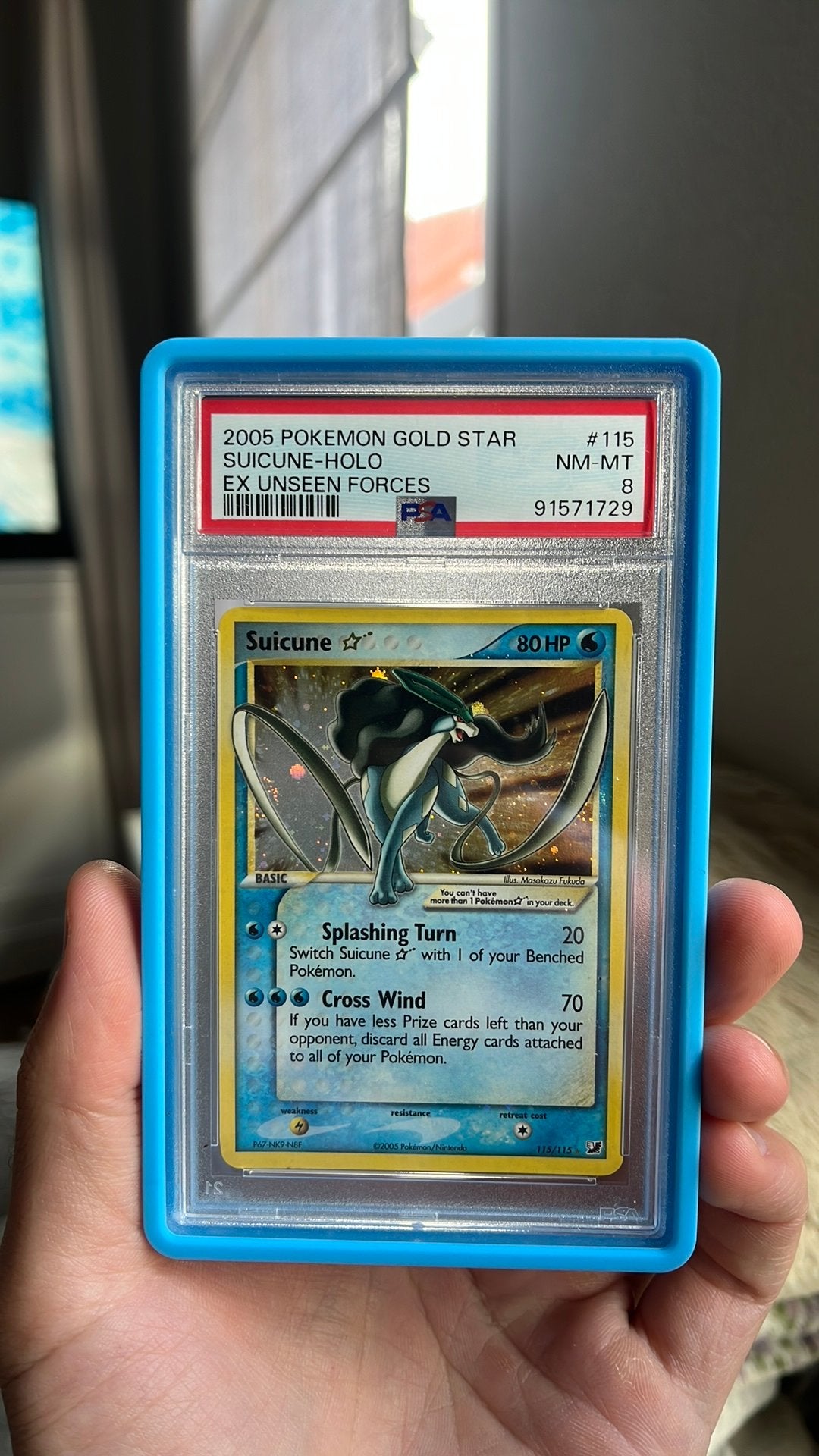 Gold star suicune 115/115 unseen forces PSA 8, Ophalen, Zo goed als nieuw