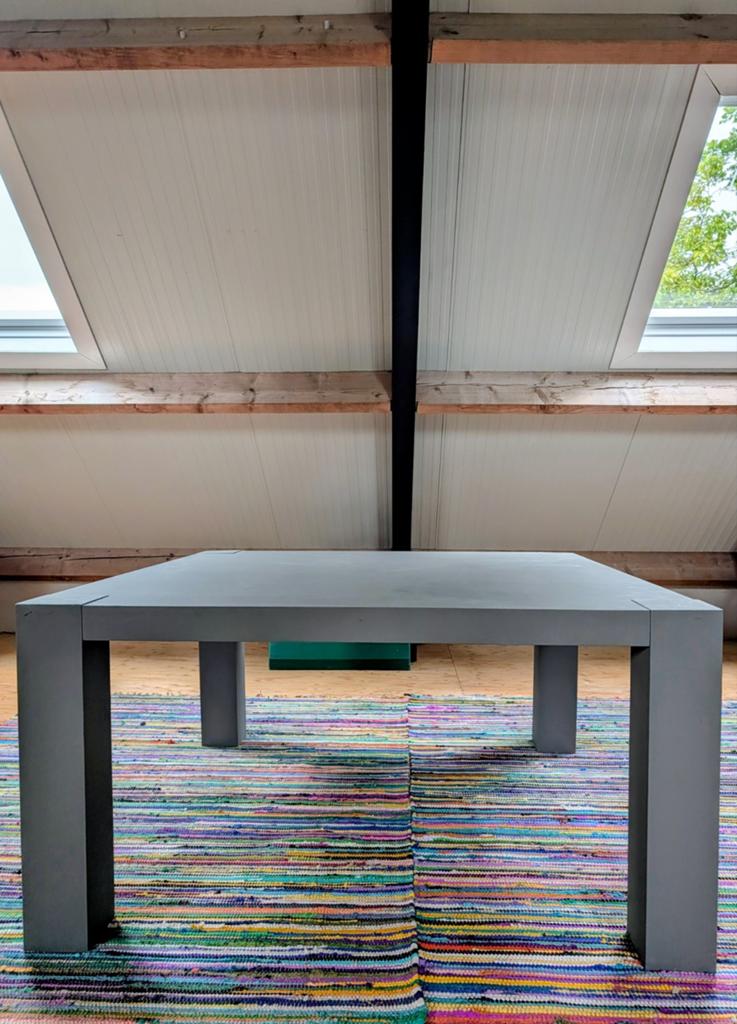 Vierkante tafel 140 x 140, Ophalen, Gebruikt, Vierkant, 100 tot 150 cm