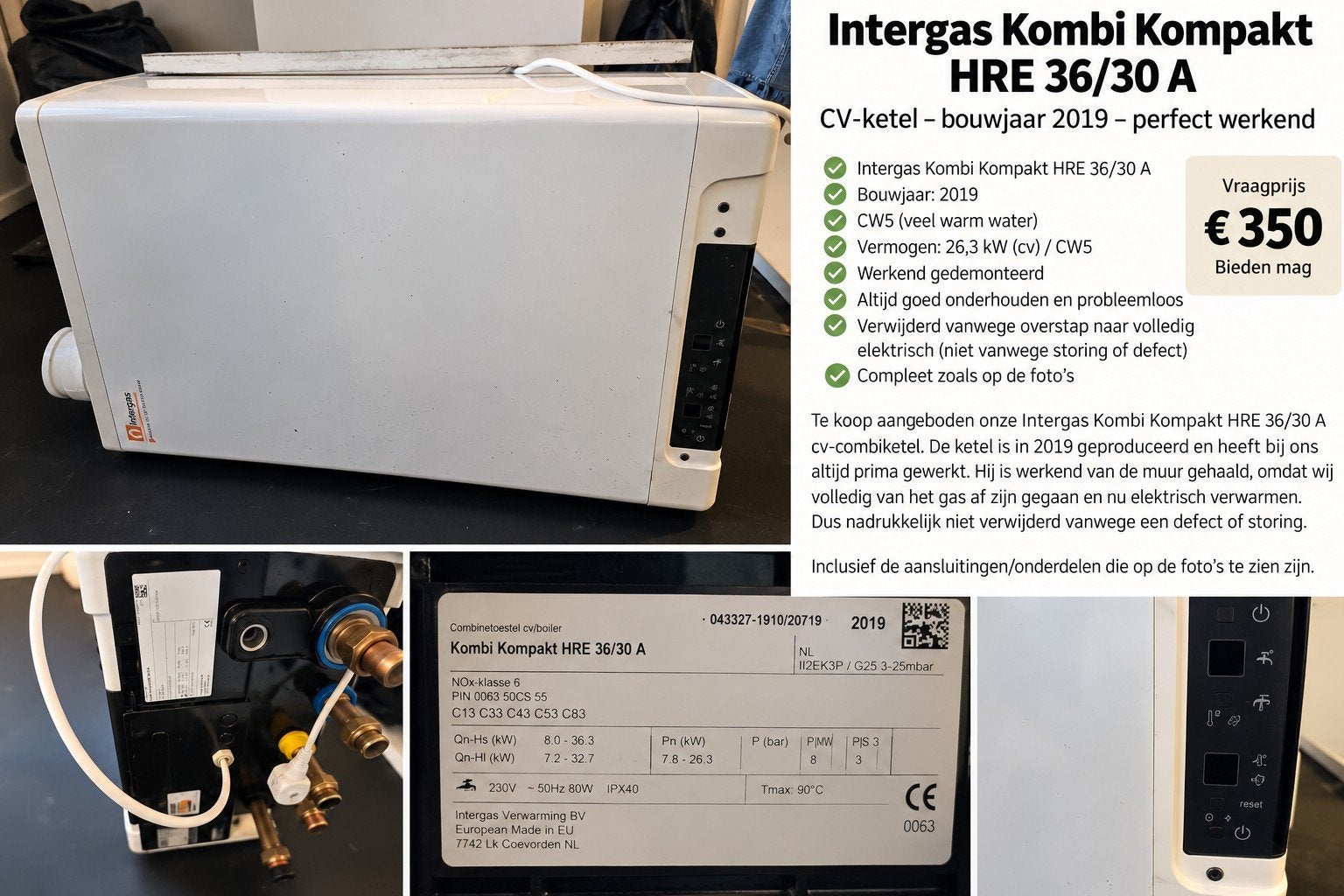 cv ketel, Ophalen, 30 tot 80 cm, Gebruikt, Cv-ketel of Combi-ketel