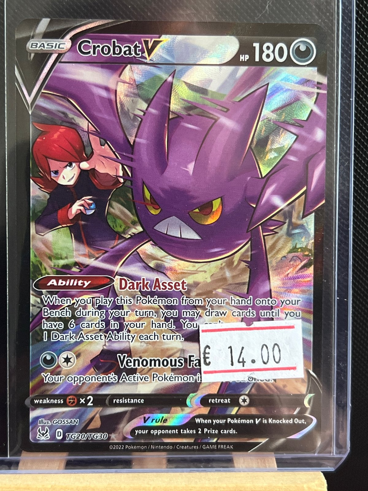 Crobat V TG20/TG30 Pokémon Kaart - Full Art, Ophalen of Verzenden, Zo goed als nieuw, Losse kaart, Foil