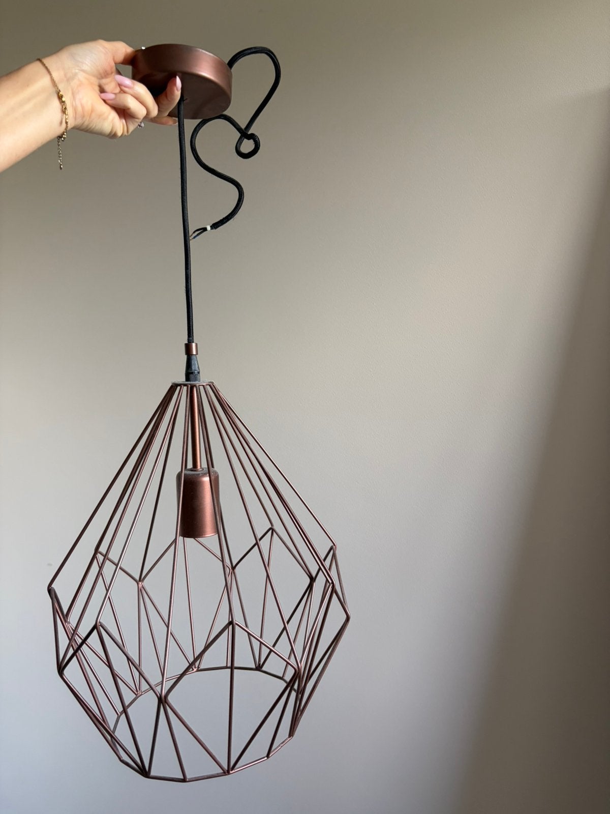 Eglo Hanglamp brons/ roze kleurig, Ophalen, Zo goed als nieuw, Minder dan 50 cm