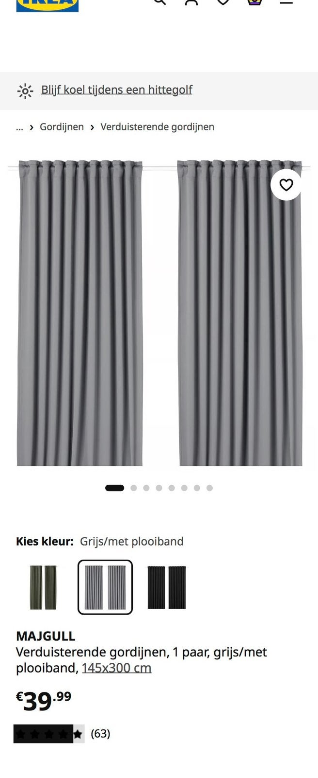4 stuks ikea Majgull gordijnen grijs verduisterend, Zo goed als nieuw, Gordijn, Verduisterend, Verzenden