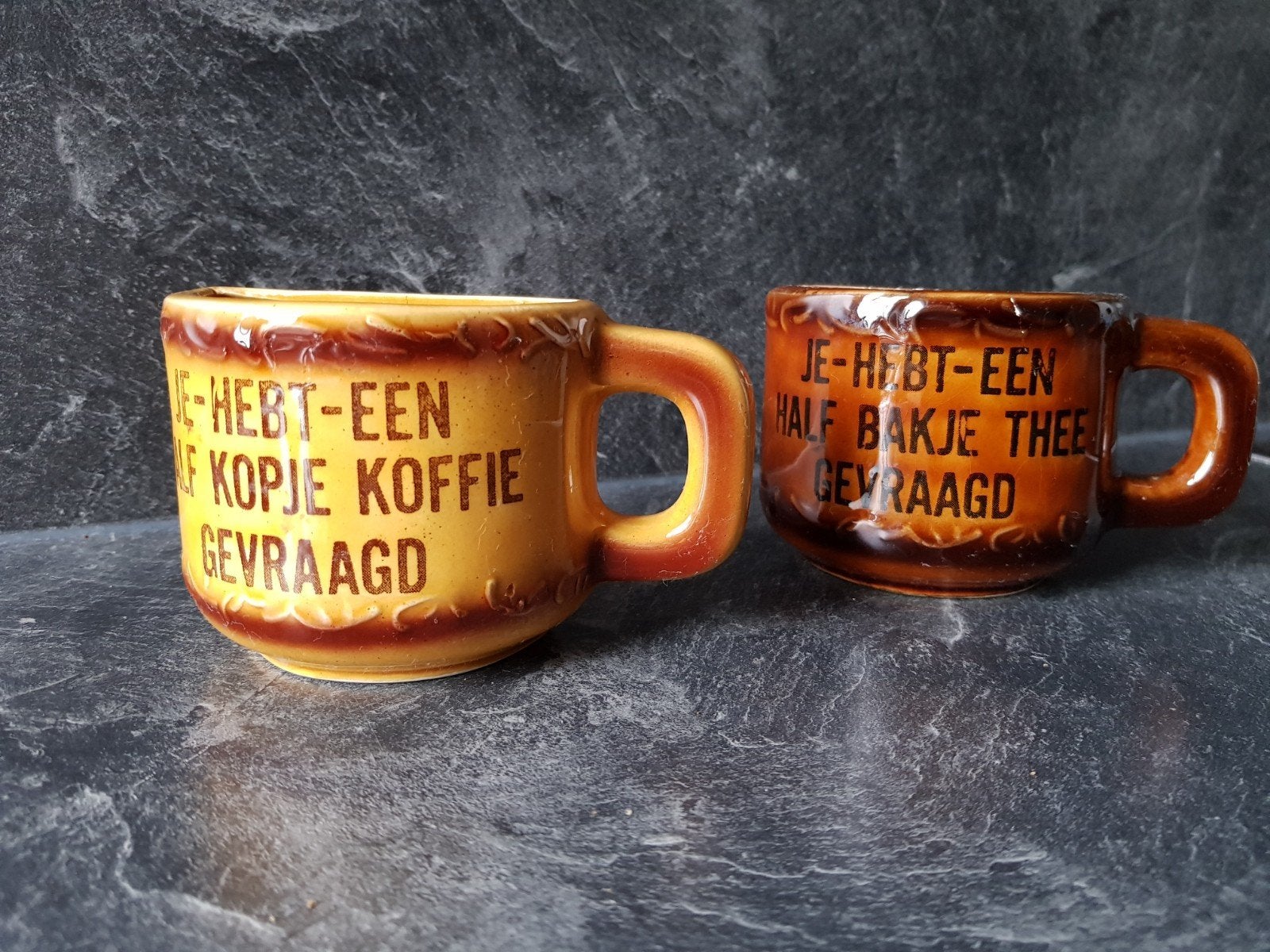 Vintage Half Kopje Koffie en Half Bakje Thee Mokken, Ophalen of Verzenden