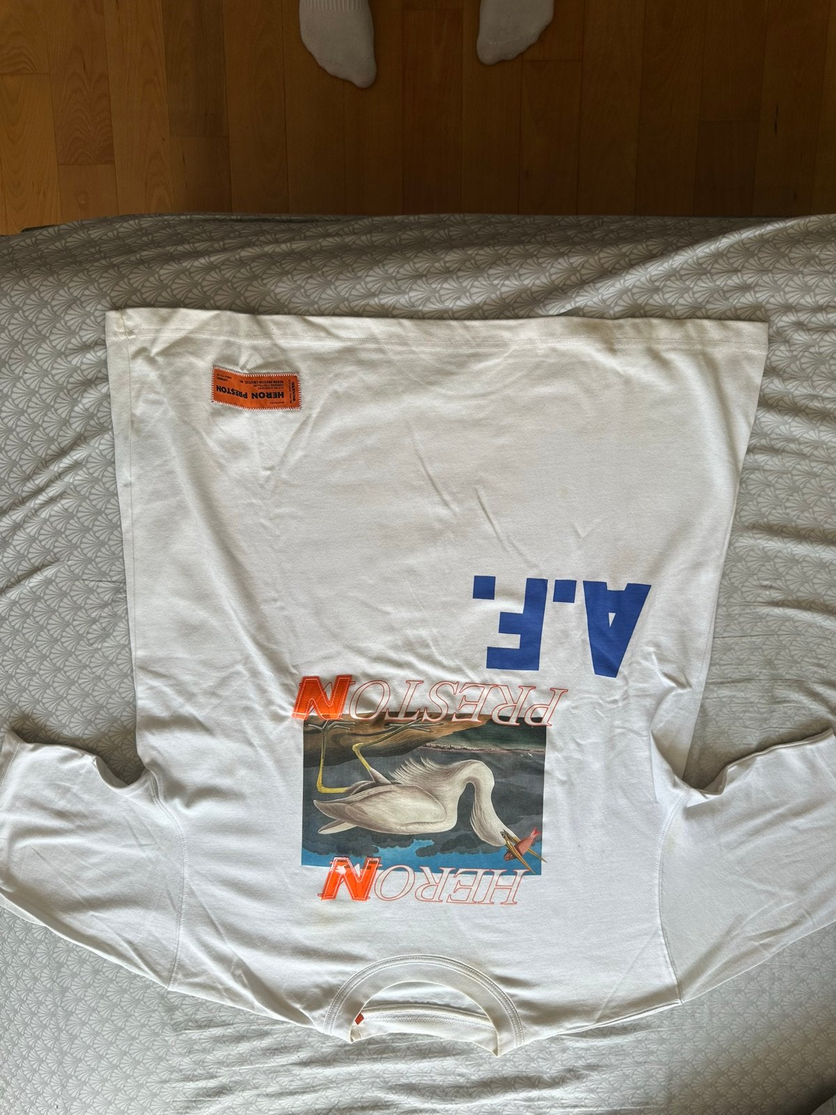 Heron Preston T-shirt met print - Maat M, Ophalen of Verzenden, Gedragen, Maat 48/50 (M), Wit