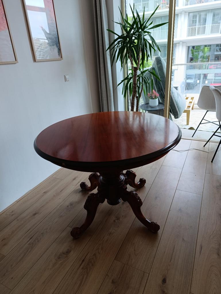 Mahonie houten tafel rond, Ophalen