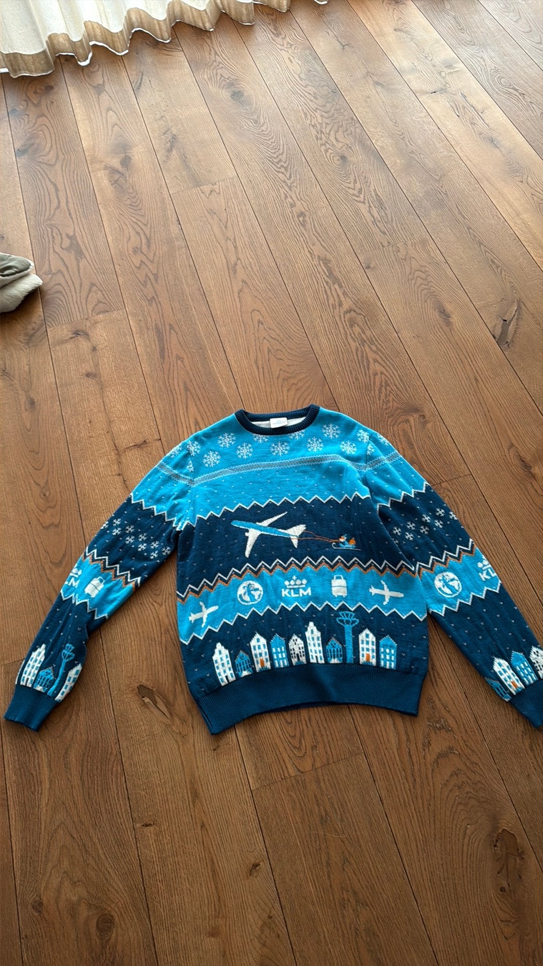 KLM kerst trui heren maat M of L, Ophalen of Verzenden, Nieuw, Maat 52/54 (L), Blauw
