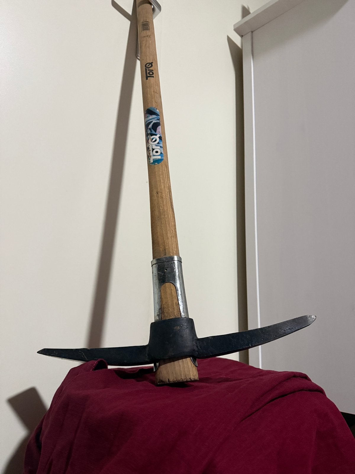 Pik houweel Pickaxe Hak met punt en platte kop Houten Steel, Ophalen, Zo goed als nieuw
