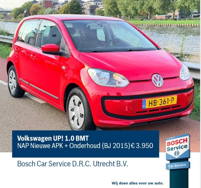 Volkswagen up! 1.0 BMT/NAP Nieuwe APK+Onderhoud (bj2015), Auto's, Keurmerk '100% Onderhouden', Gebruikt, Up!, 840 kg