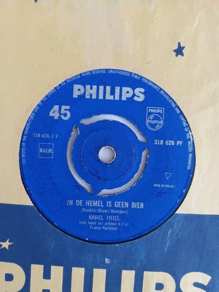 Karel Thiel - In De Hemel Is Geen Bier  (Philips 318 626), Cd's en Dvd's, Originele persing, 7 inch, Ophalen of Verzenden, Zo goed als nieuw