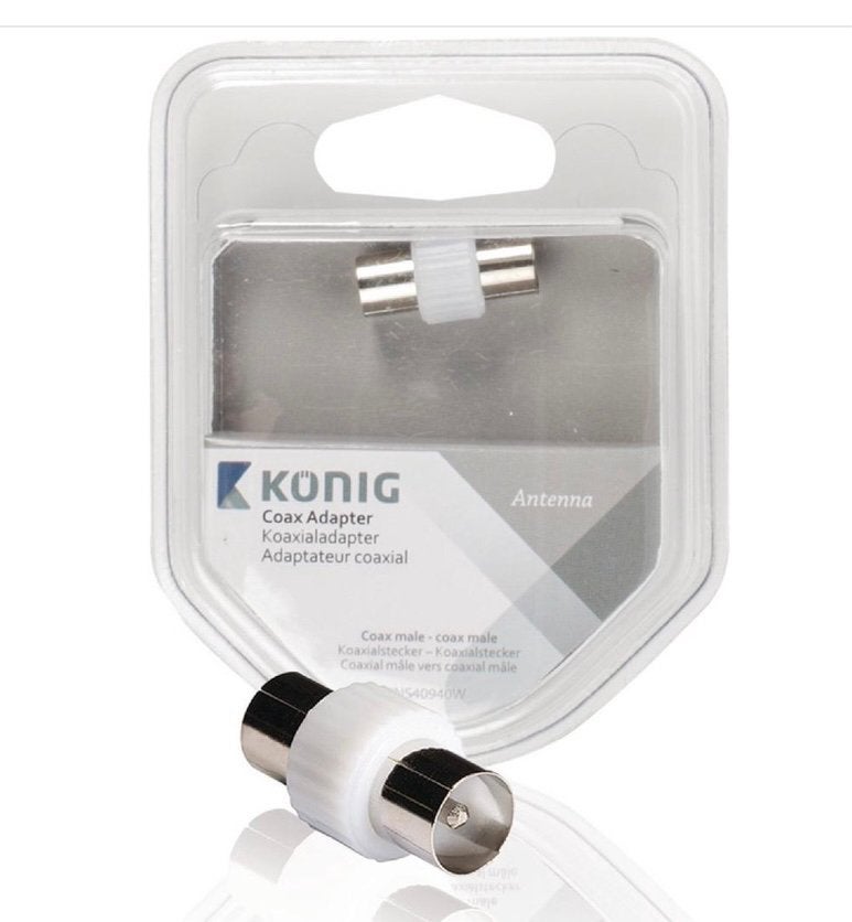 Coax-Adapter Coax Male (IEC) - Coax Male (IEC) Wit, Audio, Tv en Foto, Audiokabels en Televisiekabels, Ophalen of Verzenden, Nieuw