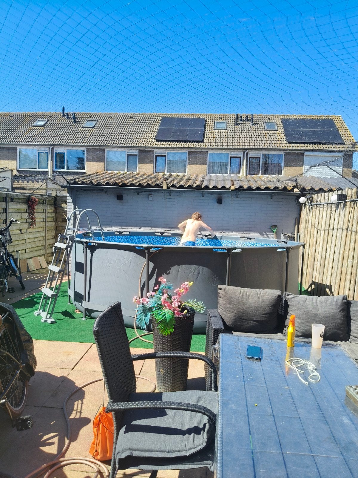 Groot opzetzwembad met trap en accessoires, Tuin en Terras, Ophalen, Gebruikt, 80 tot 120 cm, Rond
