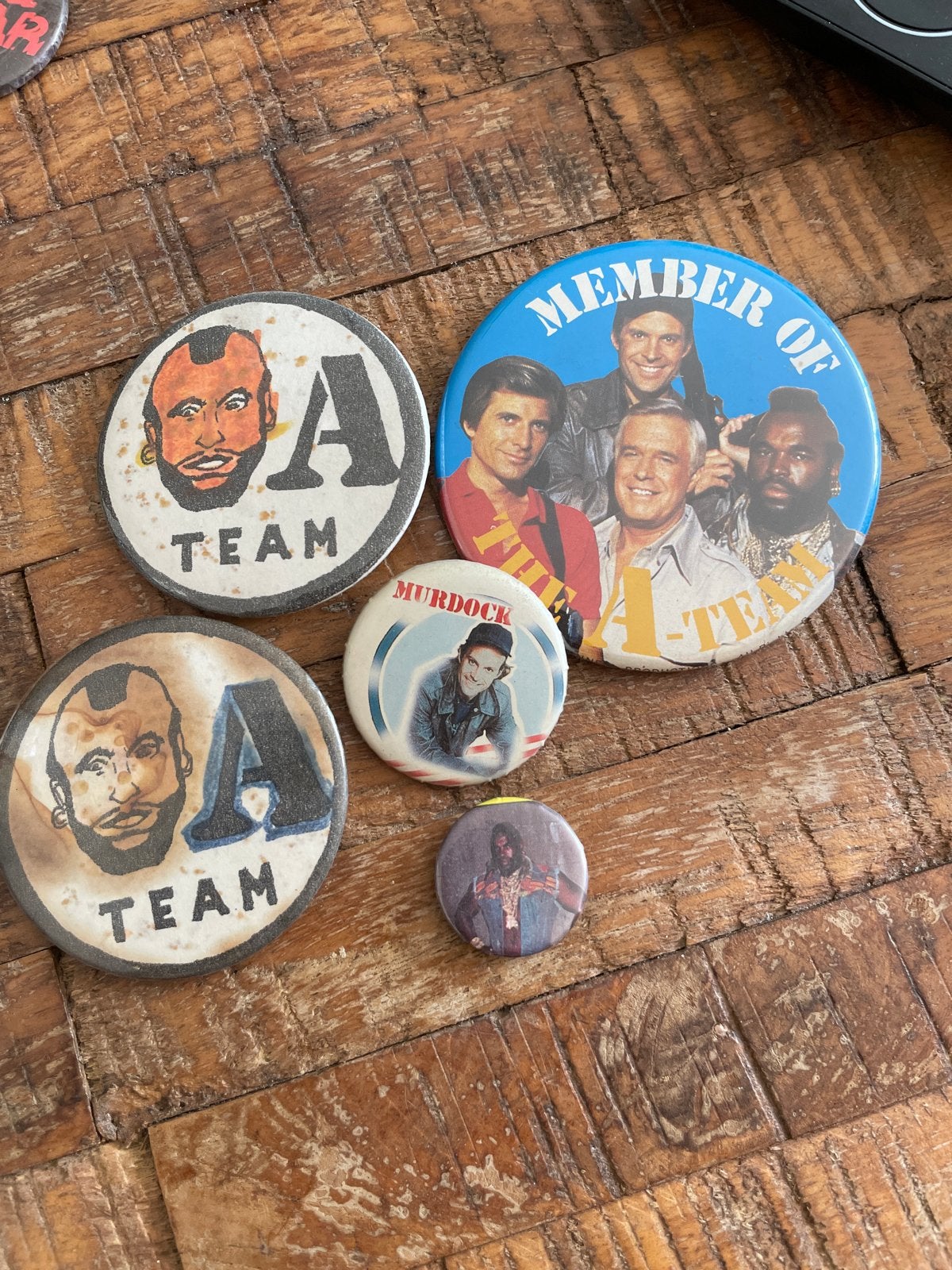 Vintage A-Team Buttons - Set van 5, Ophalen, Gebruikt