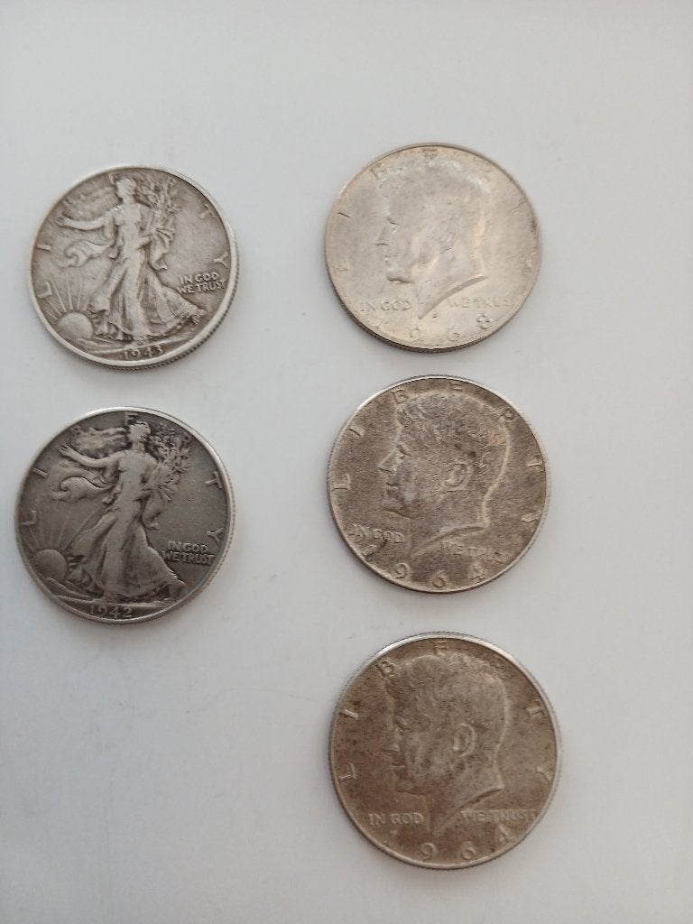 5 Zilveren half dollars, Ophalen of Verzenden, Noord-Amerika, Losse munt, Zilver