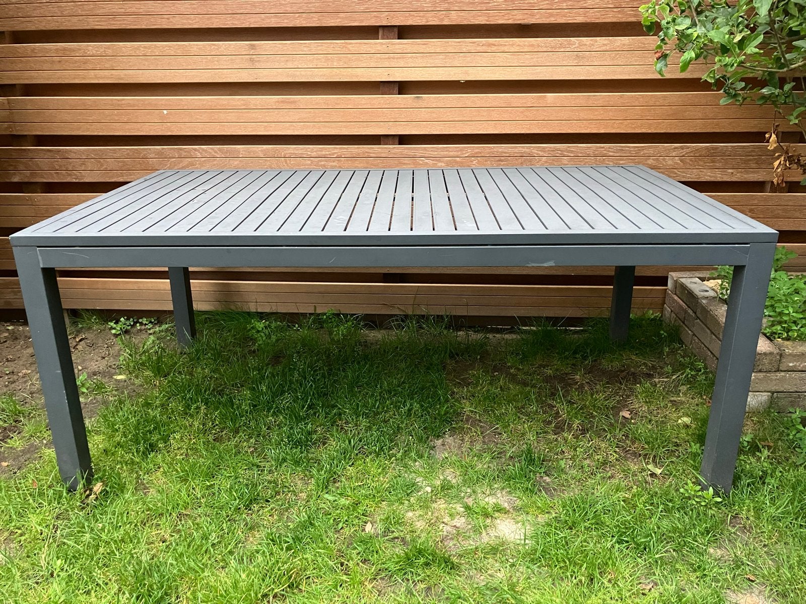 Aluminium tuintafel 180x100 cm met verstelbare poten, Ophalen, Gebruikt, Rechthoekig, Aluminium