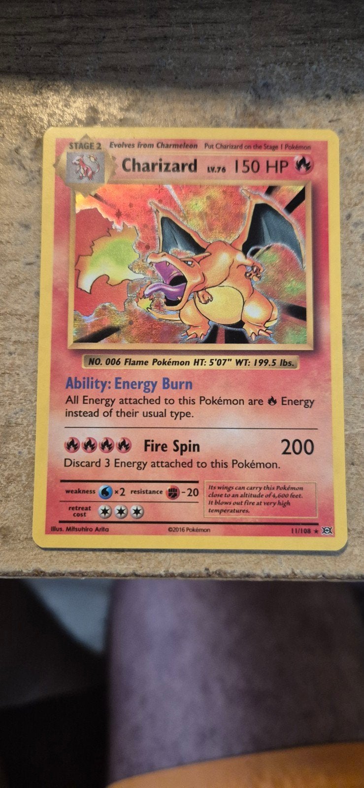 Charizard Pokémon kaart 11/108 XY Evolutions, Ophalen of Verzenden, Zo goed als nieuw, Losse kaart