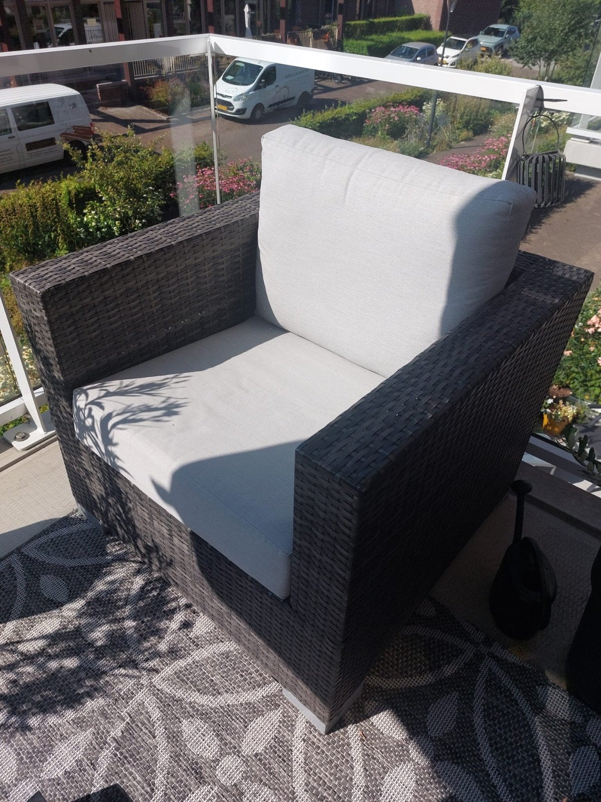 Comfortabele Wicker Tuinstoel met Kussens, Ophalen of Verzenden, Zo goed als nieuw, Wicker
