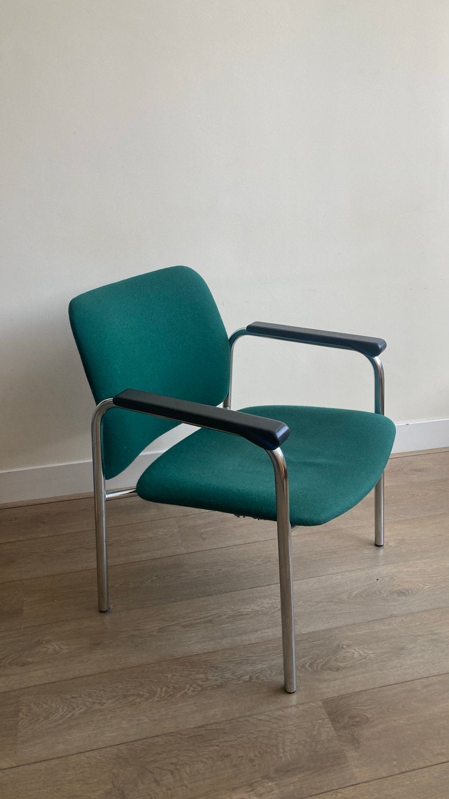 Groene vintage stoel, Gebruikt, Overige kleuren, Ophalen of Verzenden, Metaal
