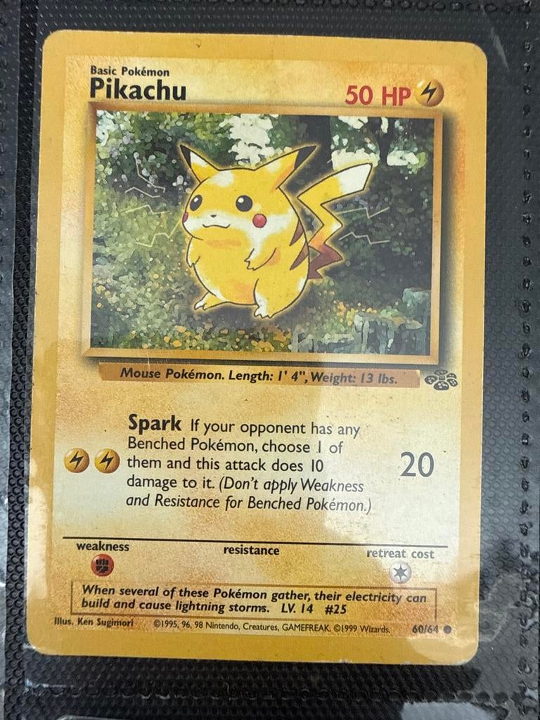 Pikachu Pokémon Kaart 60/64 Jungle Set 1999 Wizards, Ophalen of Verzenden, Gebruikt, Losse kaart