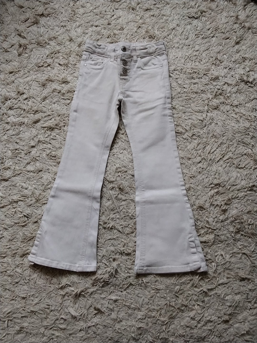 Hema witte katoenen broek met knoopsluiting mt 116, Ophalen of Verzenden, Zo goed als nieuw, Hema, Meisje