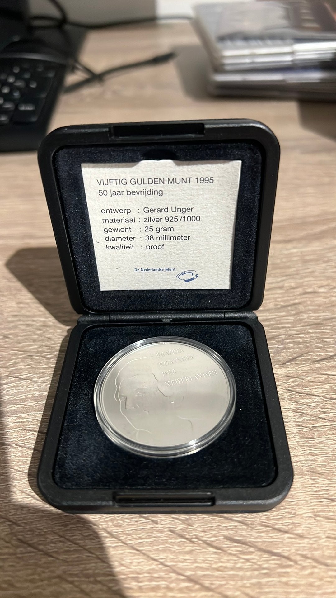Nederland 50 gulden 1995 50 jaar bevrijding proof in doosje, Postzegels en Munten, Munten | Nederland, Ophalen of Verzenden, Koningin Beatrix