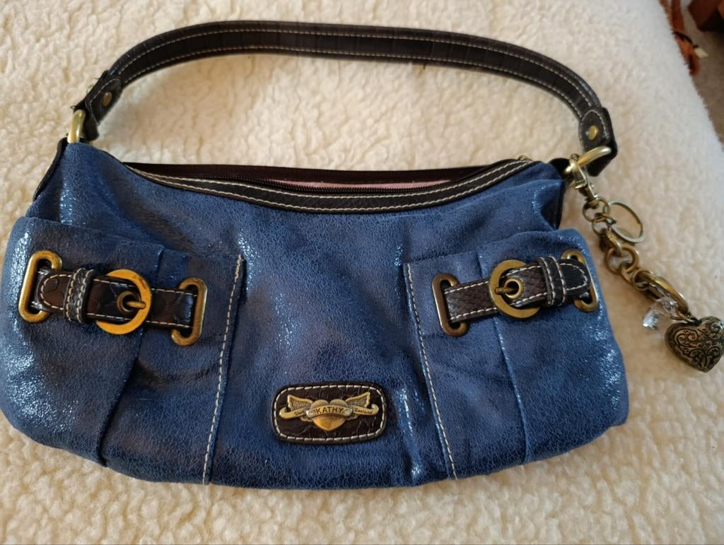 Kathy van Zeeland handtas - ZGAN - Blauw, Sieraden, Tassen en Uiterlijk, Ophalen of Verzenden, Zo goed als nieuw, Blauw, Handtas