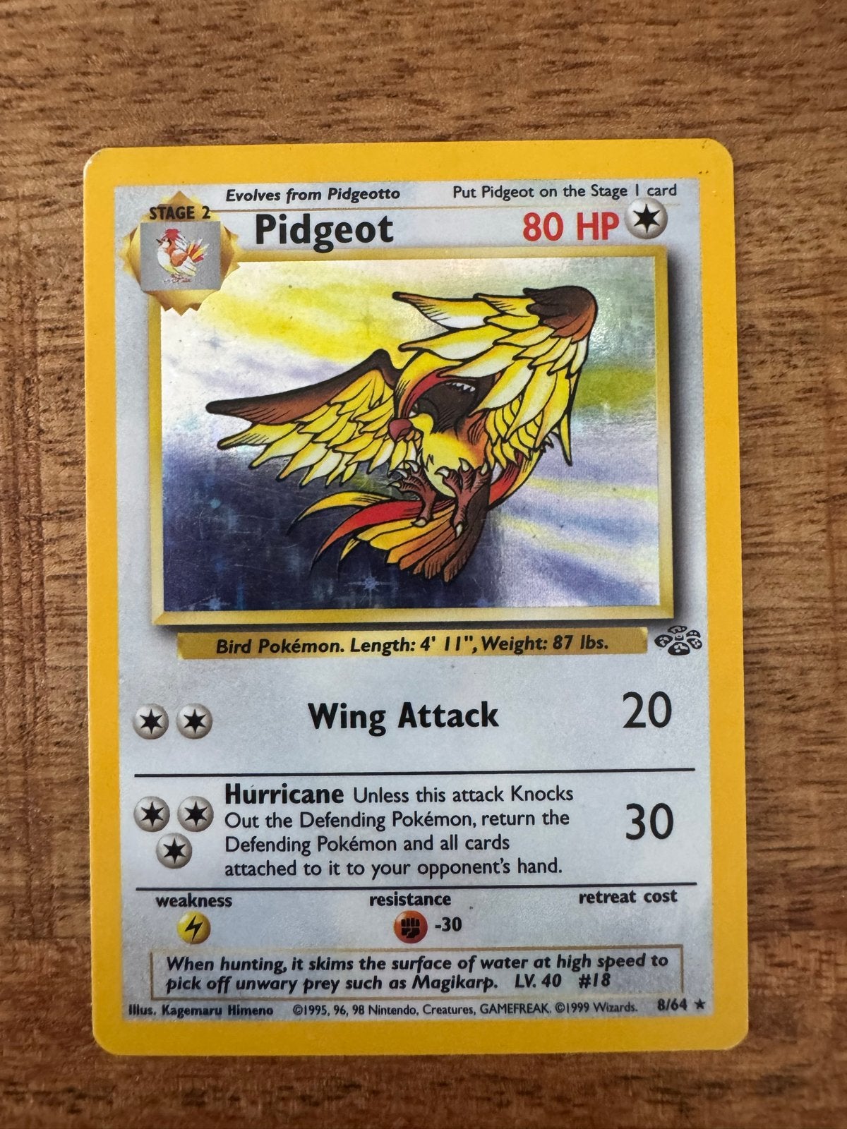 Pokémon Pidgeot Holografische Kaart (Jungle  Set), Ophalen of Verzenden, Losse kaart, Foil