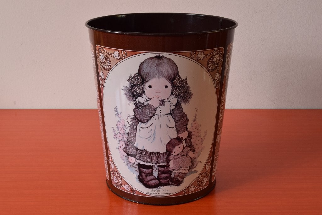 Retro vintage stalen jaren 70 Sarah Kay prullenbak, 10 tot 20 liter, Ophalen of Verzenden, Gebruikt, Metaal