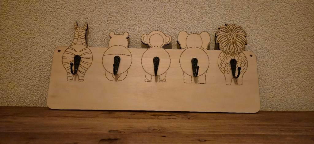 Houten Kinder kapstok met dieren 40x17.5cm, Huis en Inrichting, Woonaccessoires | Kapstokken, Ophalen of Verzenden, Nieuw, Hout