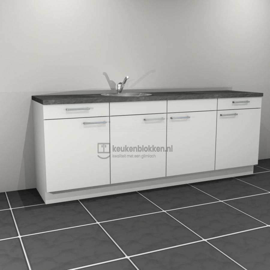 Wit keukenblok 2.40m met spoelbak Op voorraad !!, Ophalen, Wit, Nieuw, 200 cm of meer