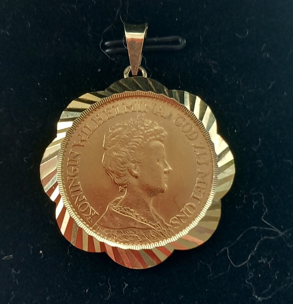 Gouden hanger Koningin Wilhelmina 1917, Koningin Wilhelmina, Losse munt, 10 gulden, Goud