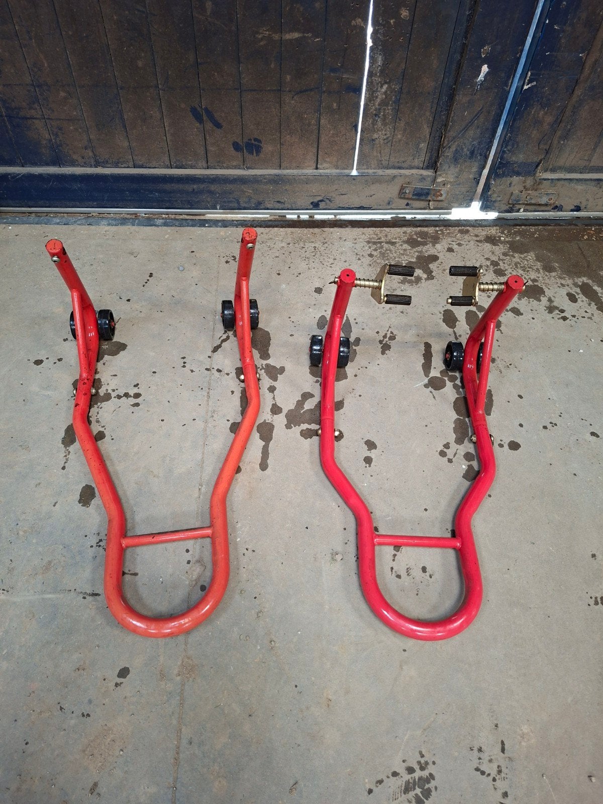 Motorfiets paddock stands (voor en achter), Ophalen of Verzenden, Gebruikt