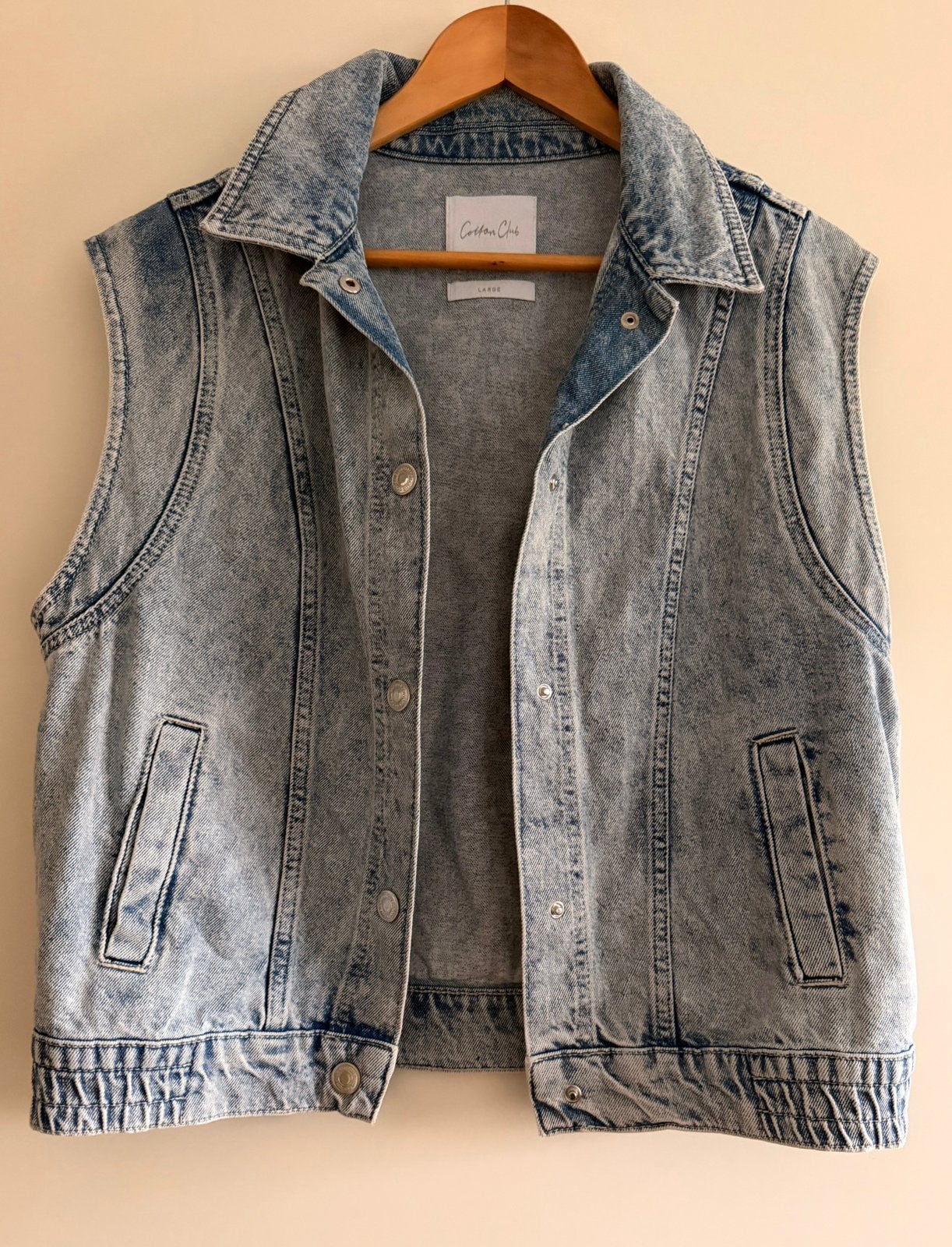 Cotton Club jeans gilet L, Kleding | Dames, Bodywarmers, Ophalen of Verzenden, Zo goed als nieuw, Maat 42/44 (L), Blauw