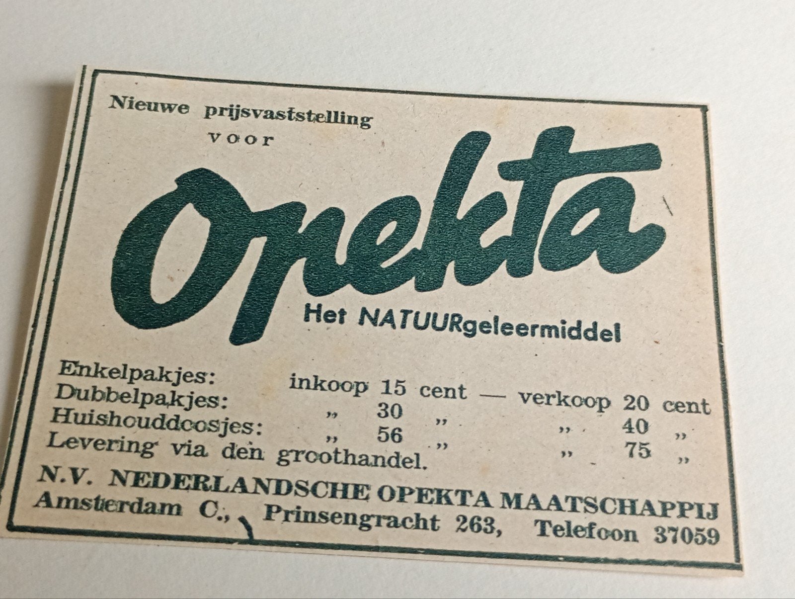 Opekta advertentie Prinsengracht ( Anne Frank gerelateerd), Ophalen of Verzenden