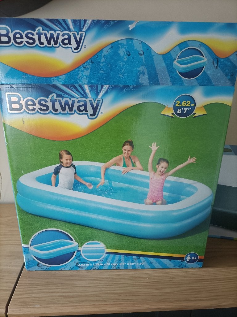 Opblaasbaar zwembad + hoes, Ophalen, Gebruikt, Afdekzeil