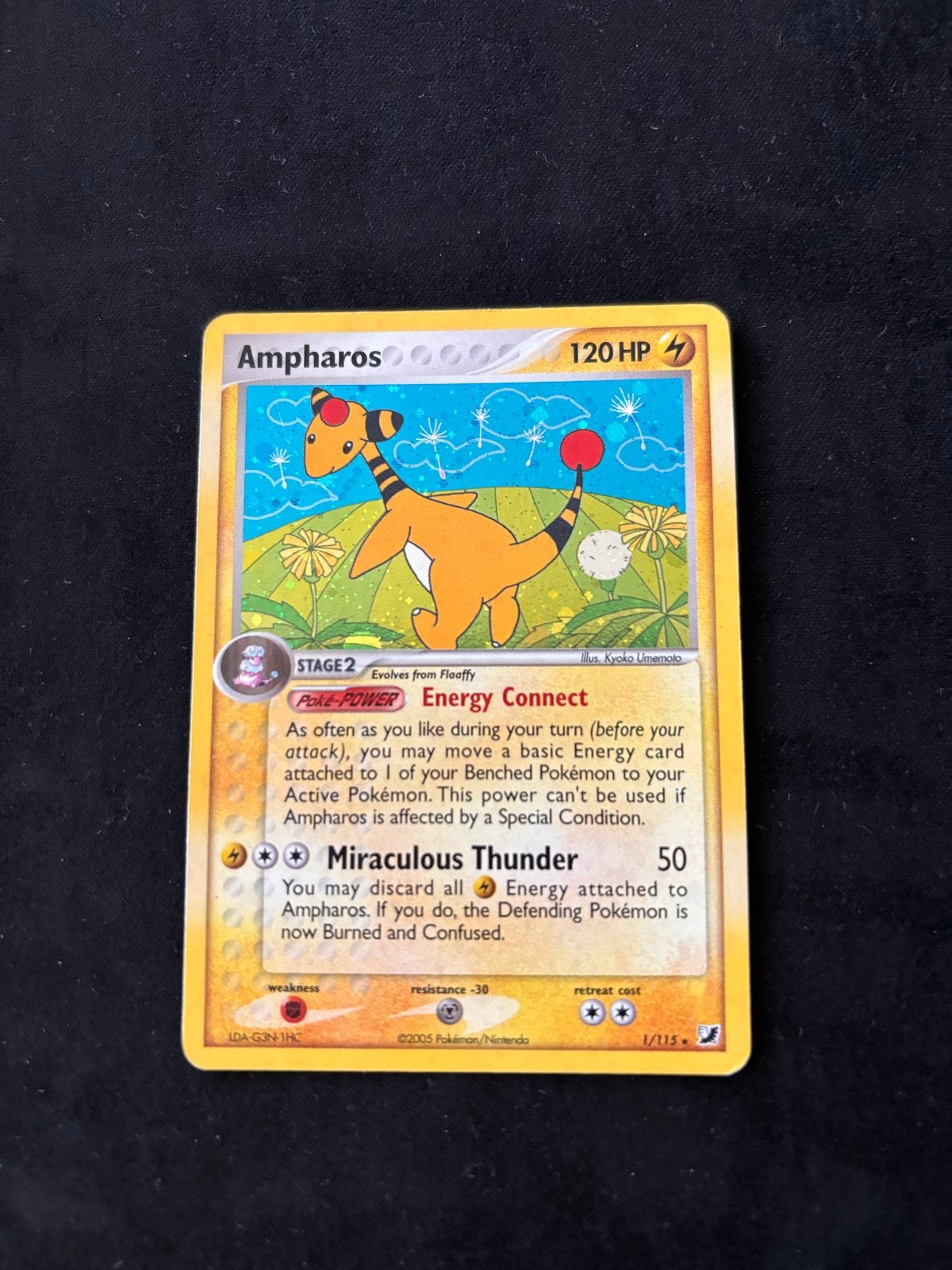 Ampharos Pokémon kaart 1/113 EX Unseen Forces, Ophalen of Verzenden, Zo goed als nieuw, Losse kaart