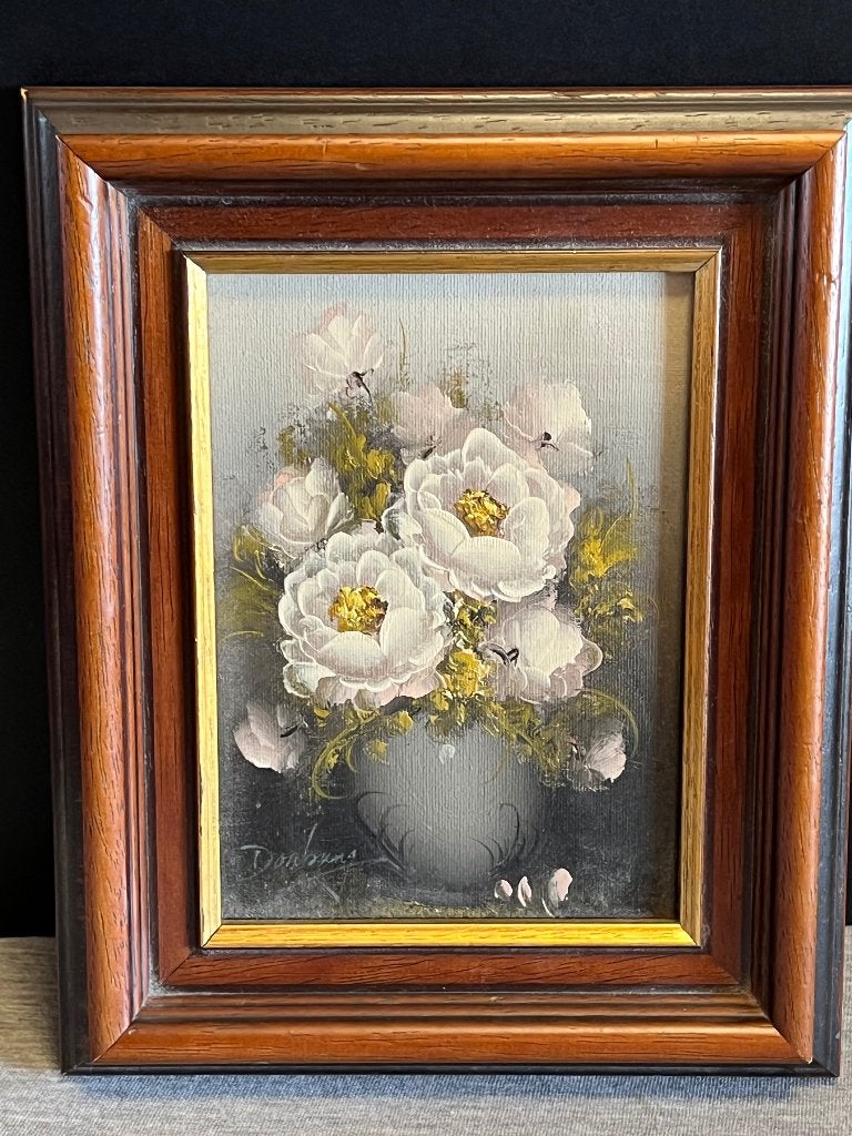 Schilderij A. Domberg Bloemen 25.5 x 20.5, Ophalen of Verzenden, Bloemen
