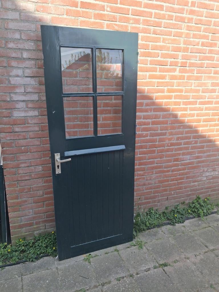 Hardhouten achterdeur. 78x201.5 cm  met roedeverdeling glas, Doe-het-zelf en Verbouw, Deuren en Horren, Ophalen, Gebruikt, Minder dan 80 cm