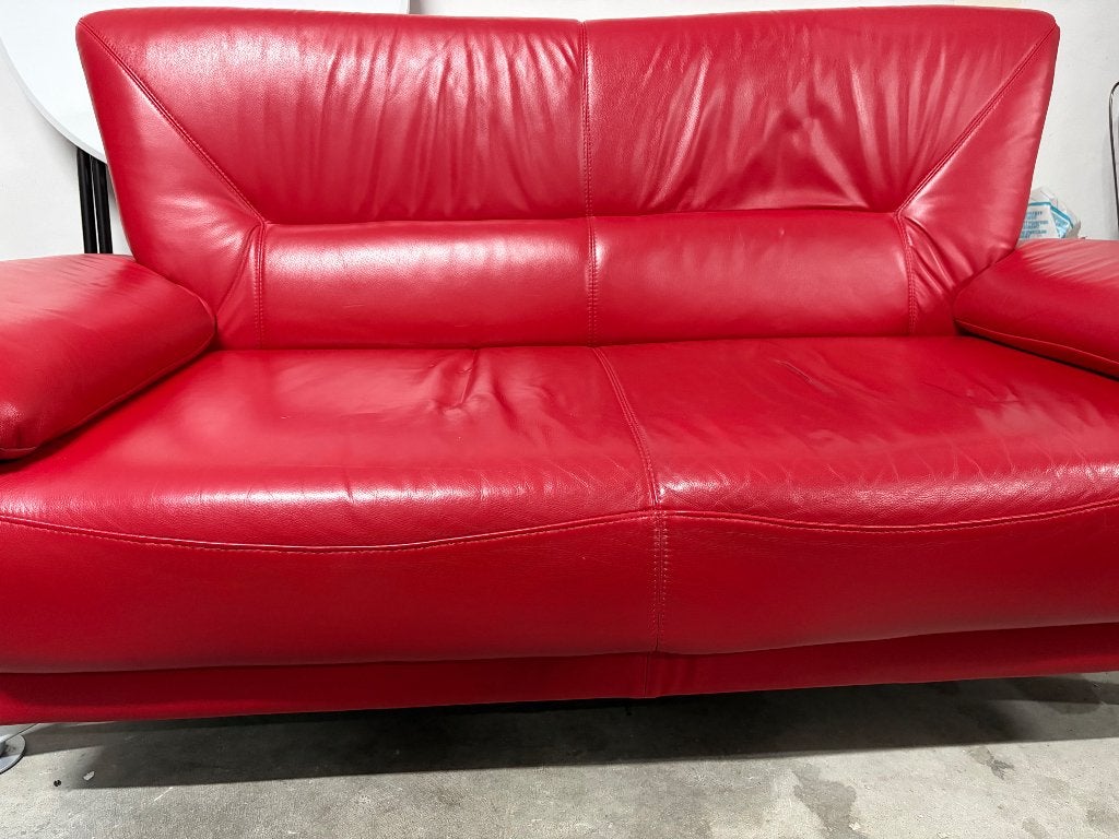 Leren rode bank, Huis en Inrichting, Ophalen, Minder dan 75 cm, 150 tot 200 cm, Vintage